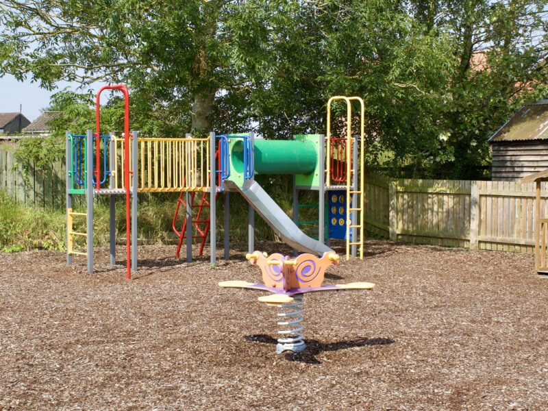 Play area climbing frame and slide